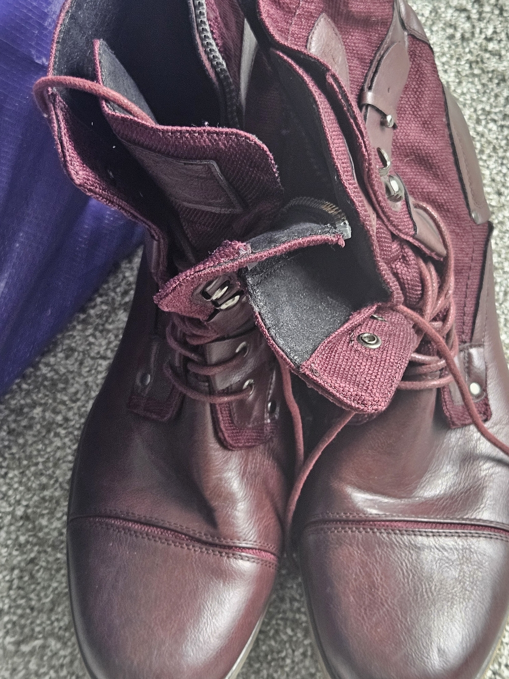 Men's Burgundy Lace-Up Leather Boots